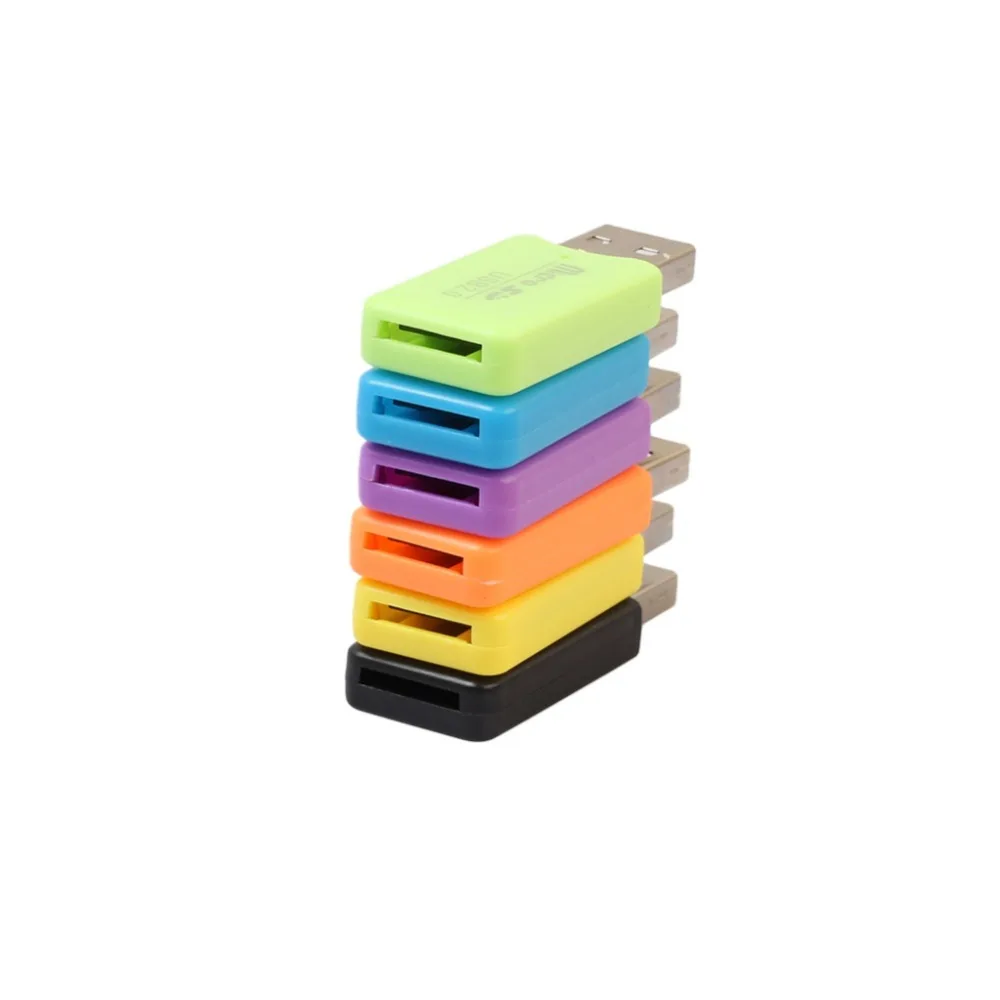 5 шт./упак. Mini USB 2,0 кардридер для Micro SD карты TF адаптер Plug and Play для планшетных ПК случайный цвет