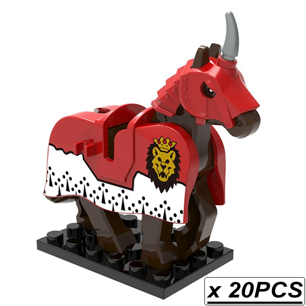 8Pcs War Horse Medieval Knights Rome Crusader Lego Moc Minifigure Toys
