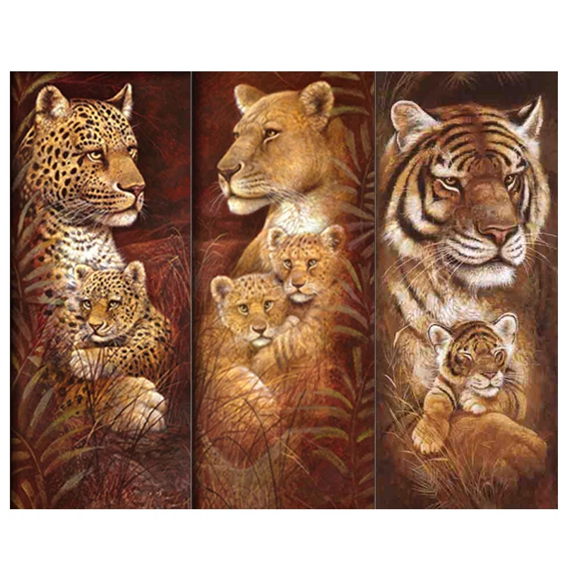 

100% Full 5D diy Daimond Painting "Tigers&Giraffe" 3D diamond painting full round rhinestones diamant painting embroidery Animal