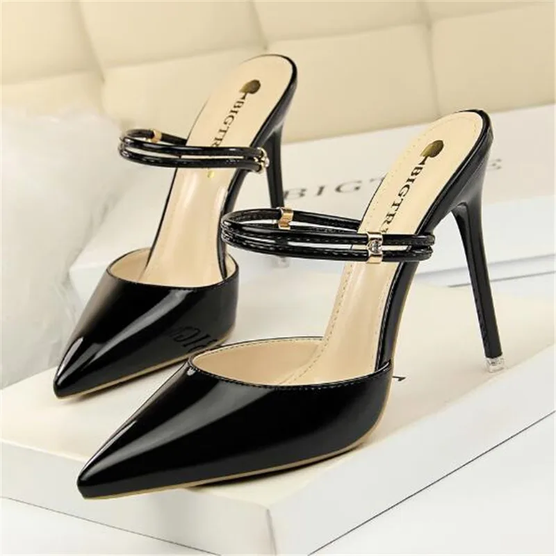 XYD Pointed Toe Slide Mule Sandals Slingback Stiletto High Heel Dress Pump Shoes with Beads 