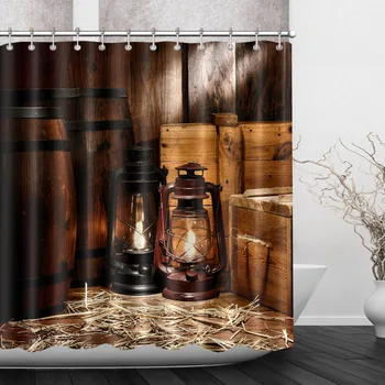

LB Europe Retro West Oil Lamp Paniolo Shower Curtain Bathroom Curtains Waterproof Polyester Fabric For Men Bathtub Decor
