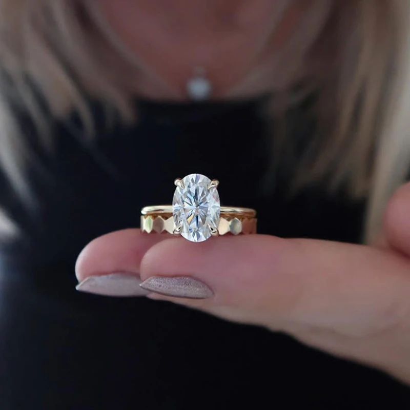

Big Oval Crystal Anniversary party rings set High quality Gold color Shiny Zircon Wedding Engagement ring girls Cocktail jewelry