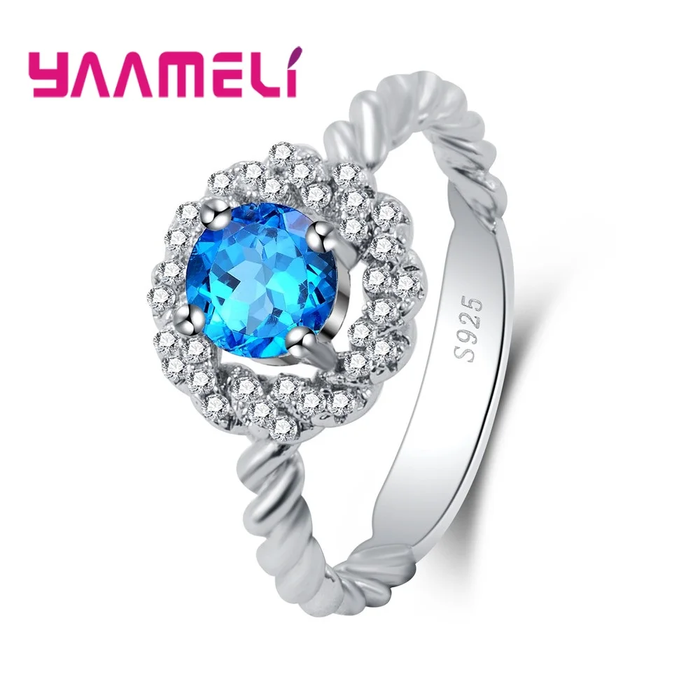 New Style Wedding Ring Top Quality Jewelry With Blue Clear Zirconia Stone 925 Sterling Silver Accessories Hot Sale | Украшения и