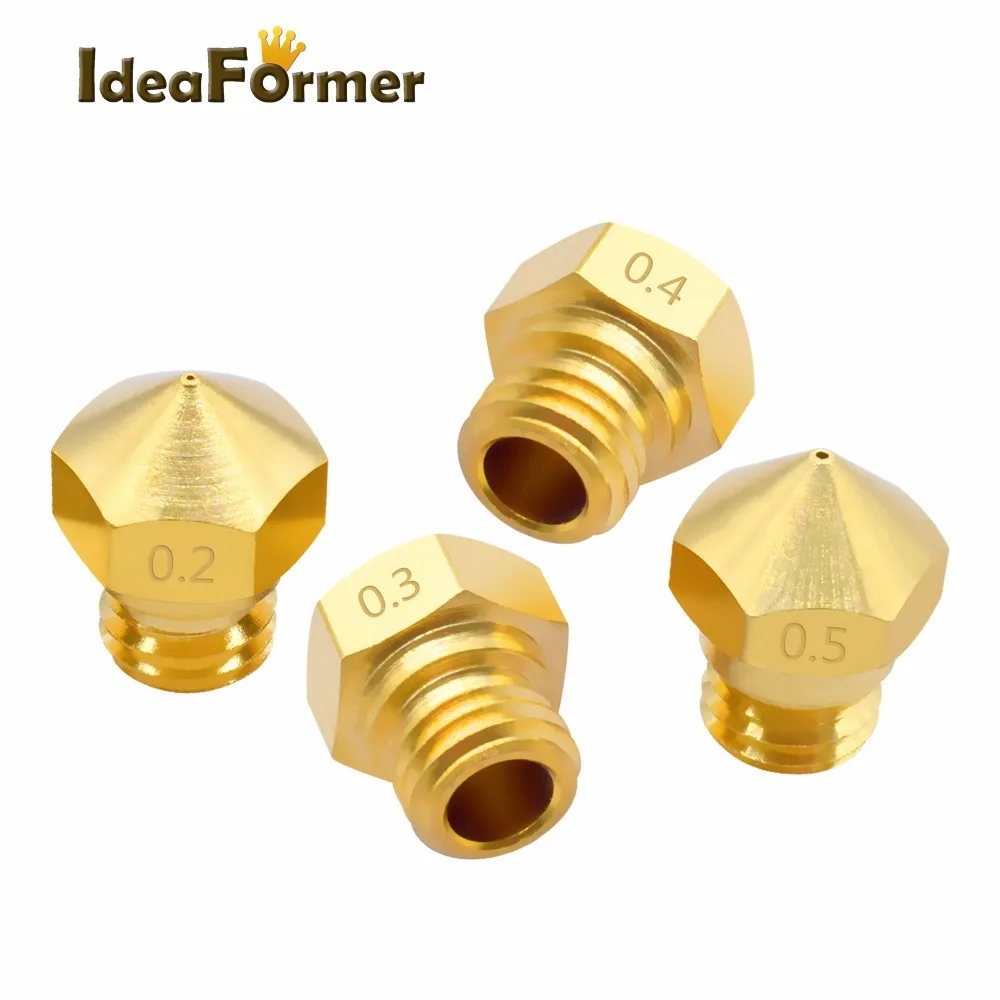 8Pcs M7 Brass Extruder Head Hotend Nozzles 0.2 Aokin MK10 Nozzle for 3D Printer