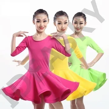 latin salsa dresses girl dance for competition kids girls children skirts cha cha dance dress child professional dance costumes