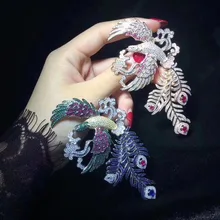 Qi Xuan_Creative Design Chinese Style Auspicious Feeling Rose Gold S925 Silver Plated Phoenix Brooch Atmosphere Luxury miniature pinscher head made in u k artistic style dog brooch collection 22ct gold plated