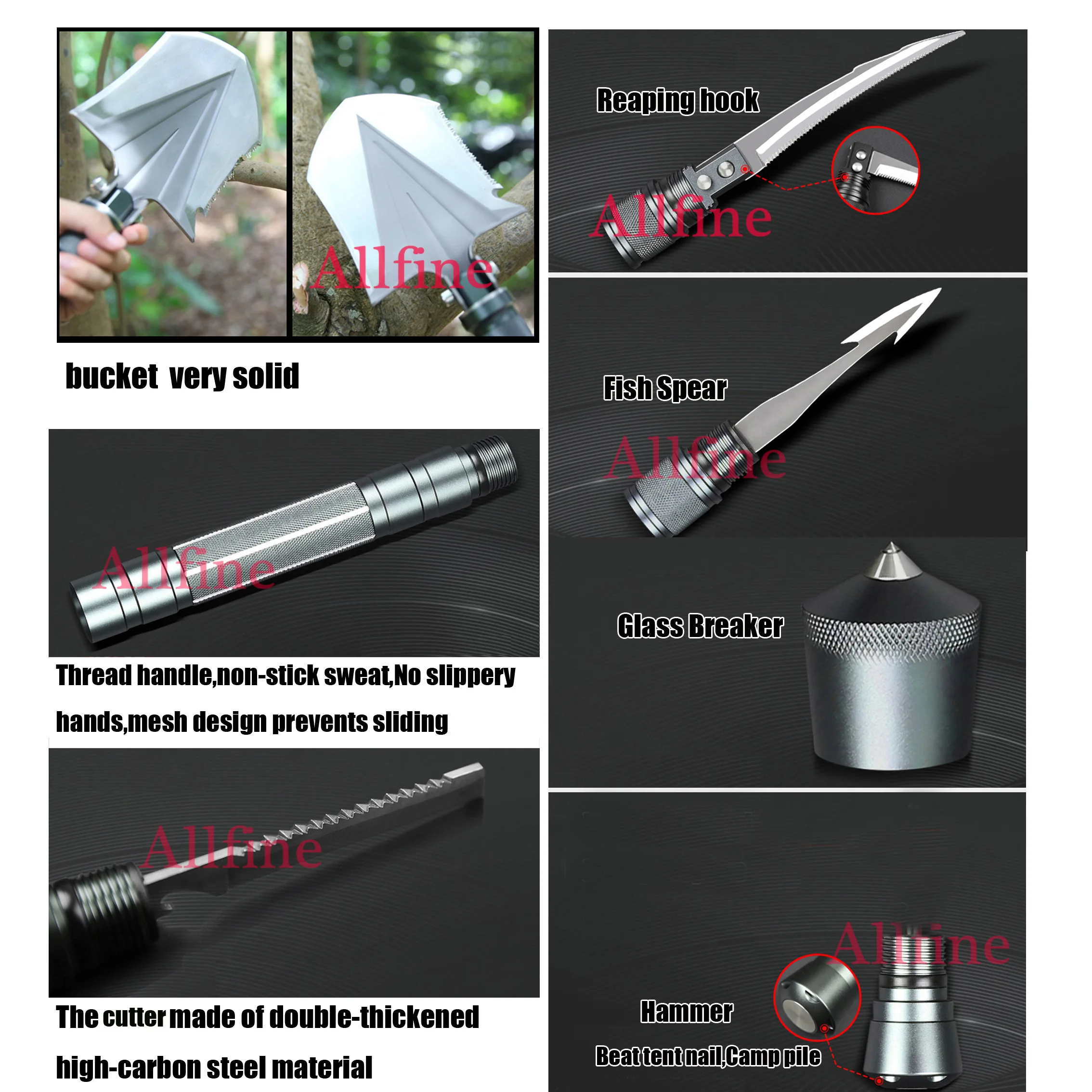 Skup Łopata wojskowy ciężkich składane kompaktowe narzędzie z 6 w 1 wielofunkcyjne dla jazdę terenową Camping na zewnątrz Survivalist w nagłych wypadkach