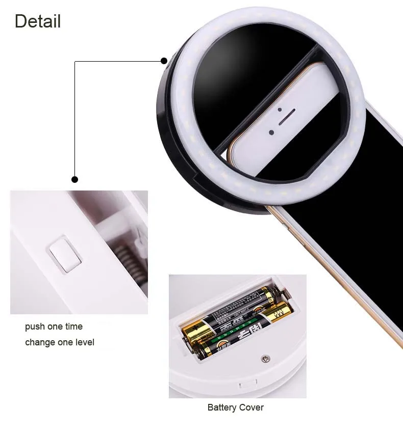 Led Selfie Lamp Ring Light Portable Flash Camera Phone Photography Ring