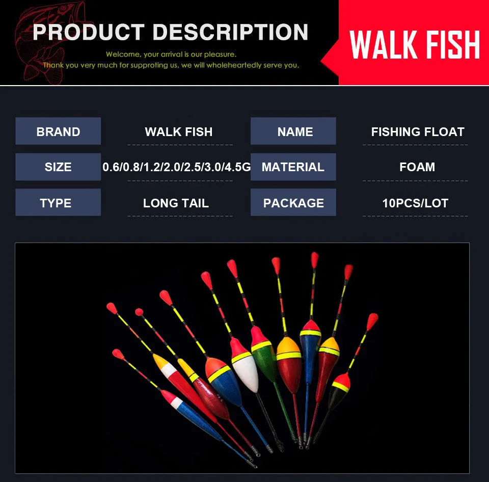 Ходячая рыба 10 шт./лот набор поплавков для рыбалки буй поплавок рыболовный светильник палка плавает колеблющийся смешанный размер цвет поплавок Буй