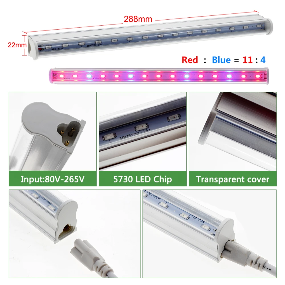  220V 110V LED Grow Light T5 Tube Full Spectrum LED Phyto Lamp Indoor Growth Bar Light for Aquarium  - 32992443228