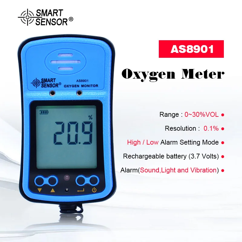 

SMART SENSOR AS8901 Portable Riot Control Oxygen Meter Gas Analyzer O2 Tester Monitor Oxygen Detector Concentration Measuring