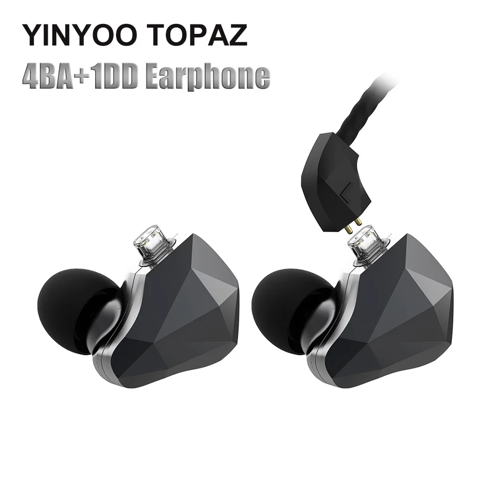 

Yinyoo TOPAZ 4BA+1DD 10MM Bio-Diaphragm Customized Alloy Dynamic Driver Hybrid In Ear Earphone HIFI DJ Monitor Earphone Earbuds