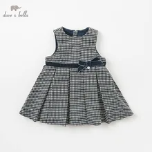 DBM8652-2 dave bella/осеннее темно-синее платье платья без рукавов для маленьких девочек детское праздничное платье на день рождения Одежда для детей, 1 предмет