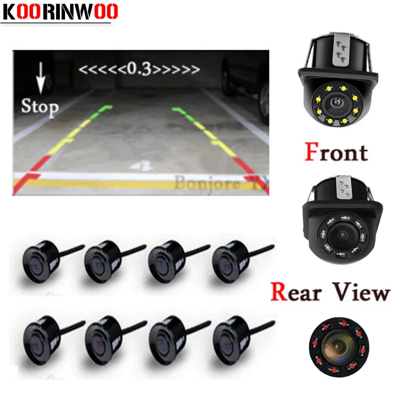 

Koorinwoo Car Parking Sensor 8 Probe Parktronic Beep Alarm Front Camera Car Rear view Camera Parking Assistance Radars Detector