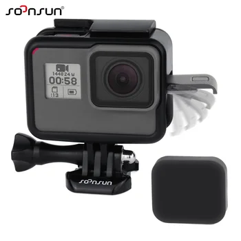 SOONSUN Standard Frame Mount Wire Connectable Protective Housing Case w/ Lens Cap for GoPro Hero 5 6 7 Black Go Pro Accessories