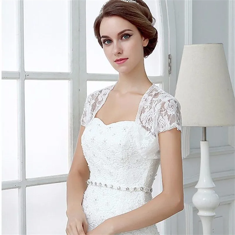 2017 White Lace Bridal Jackets Wraps Bolero Lace Wedding Jackets