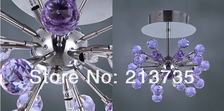 Хрустальная люстра с 6 индикаторов маленькая 110V/220V CL1040 фиолетового цвета