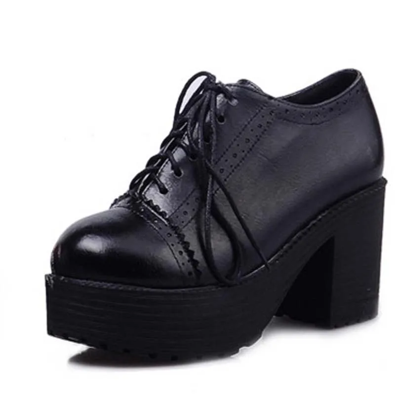 

Carving Round Toe Pnk Rock Ankle Boots For Women New Black beige, brown Platform Motorcycle Boots High Shoes Women Hot