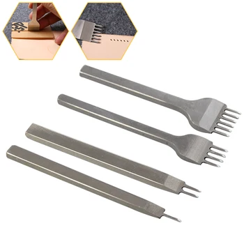 

4pcs/Set Leather Craft Tool Hole Punches Stitching Punch 1 2 4 6 Prong 4mm Leather Hole Tool
