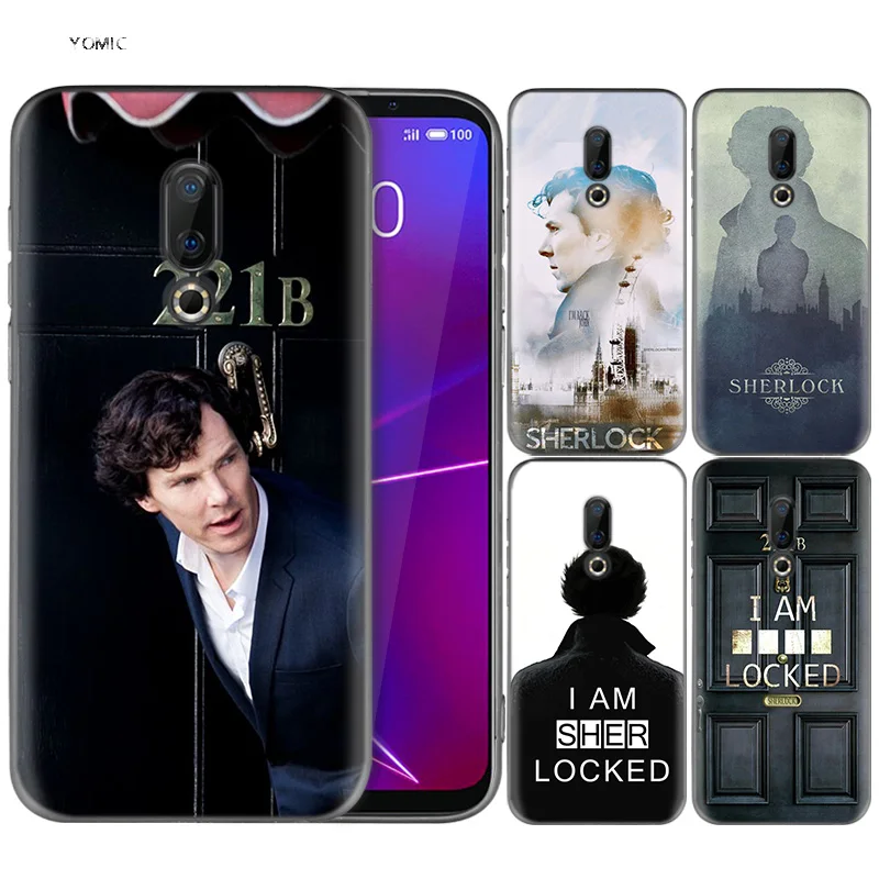 

Silicone Case for Meizu 16 16th M6T Black Dark Coque Shell Cell Phone Tpu Cover Dull Polish 221B Sherlock Benedict