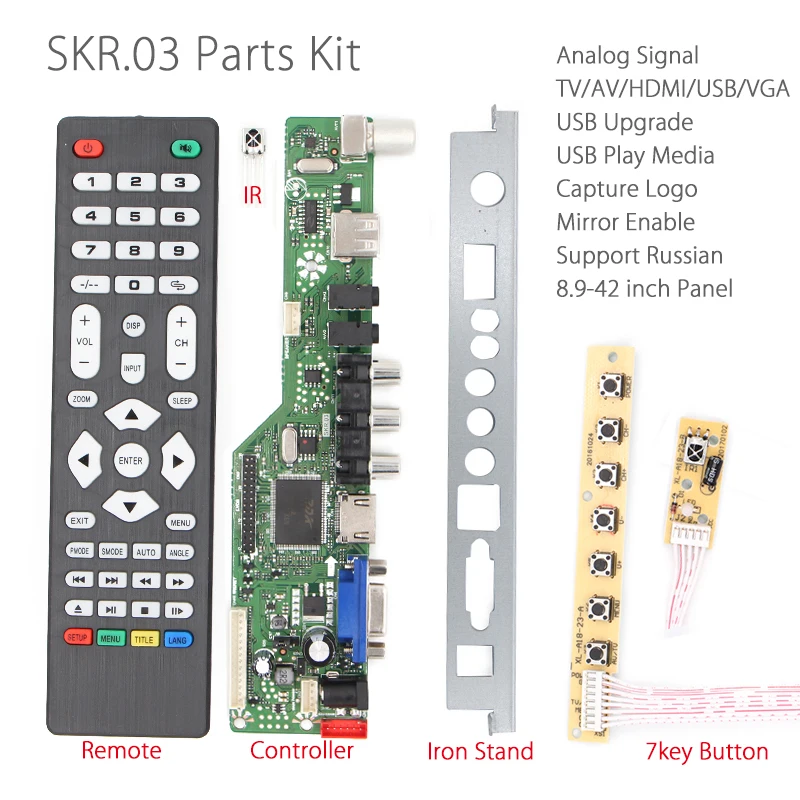 skr 03 8501 universal lcd led tv controller driver board tv pc vga hdmi usb 7 key button iron skr 03 8501 universal lcd led tv controller driver board tv pc vga hdmi usb 7 key button iron