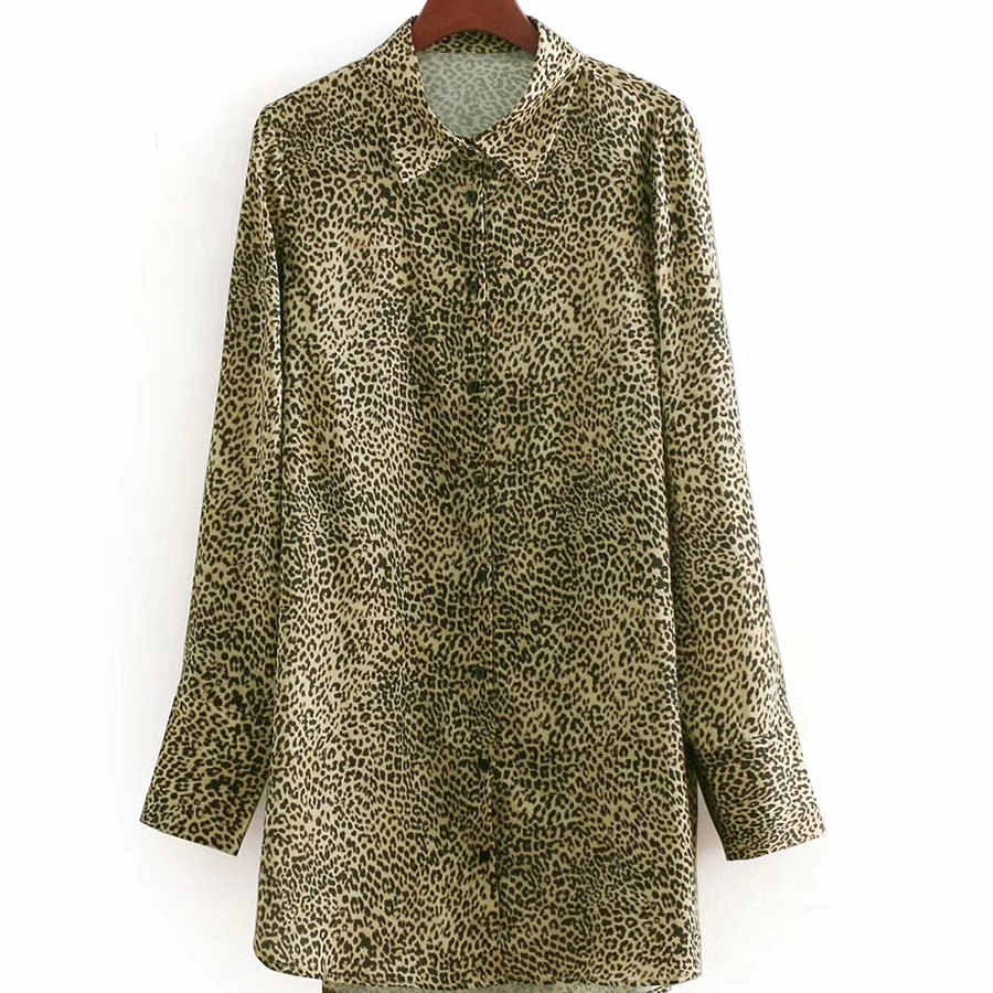 Кнопка Короткие Leopard Женские рубашки полный Урожай для женщин Femininas Elegante