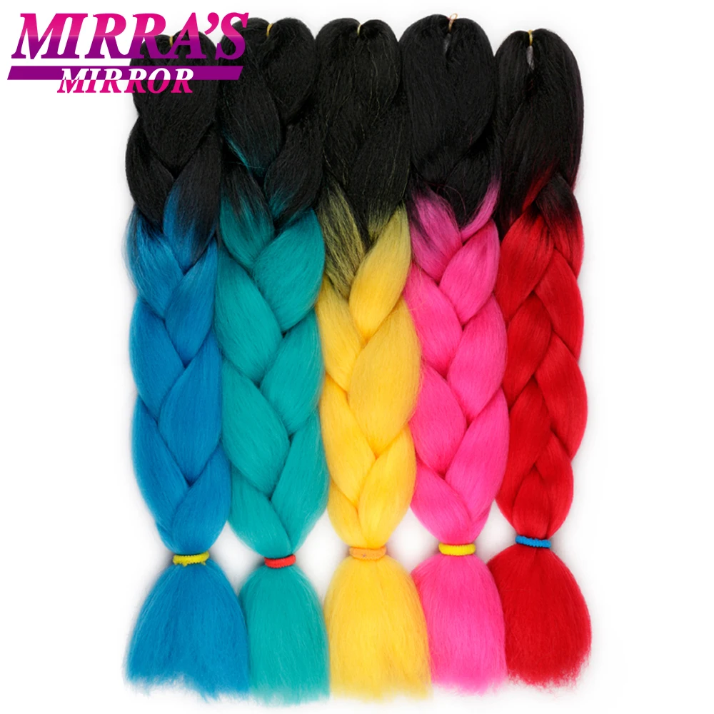 Mirra's Mirror 24inch 100g Synthetic Braiding Hair Extensions Crochet Hair Braid Ombre Jumbo Braids Hair Pink 2 Tone