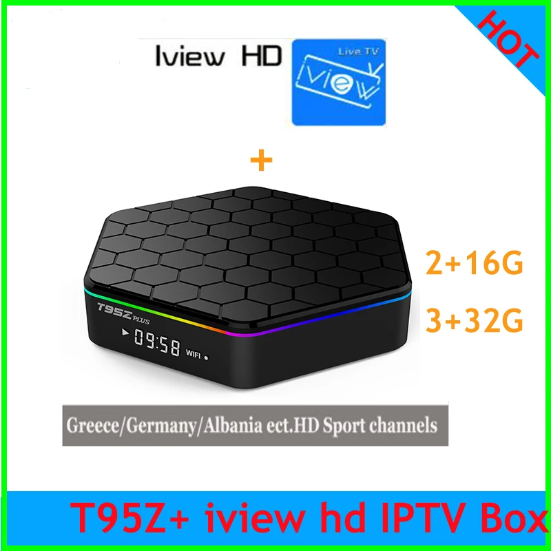 

T95Z Plus and with iview HD Amlogic S912 Octa Core Android Smart TV Box 2.4G/5GHz WiFi BT4.0 Europe germany greece iptv box