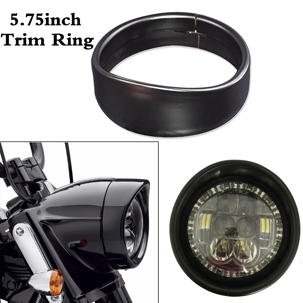 5.75" for Harley Black Headlight Ring Motorcycle Headlight Trim Rings 5