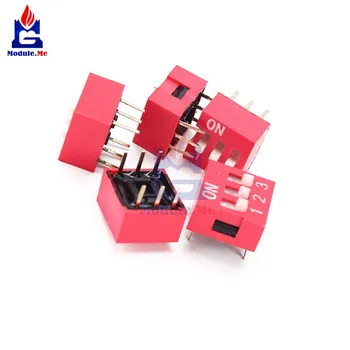 

10pcs Red 2.54mm Pitch 3-Bit 3-Positions Way Slide Type DIP Switch Module NEW