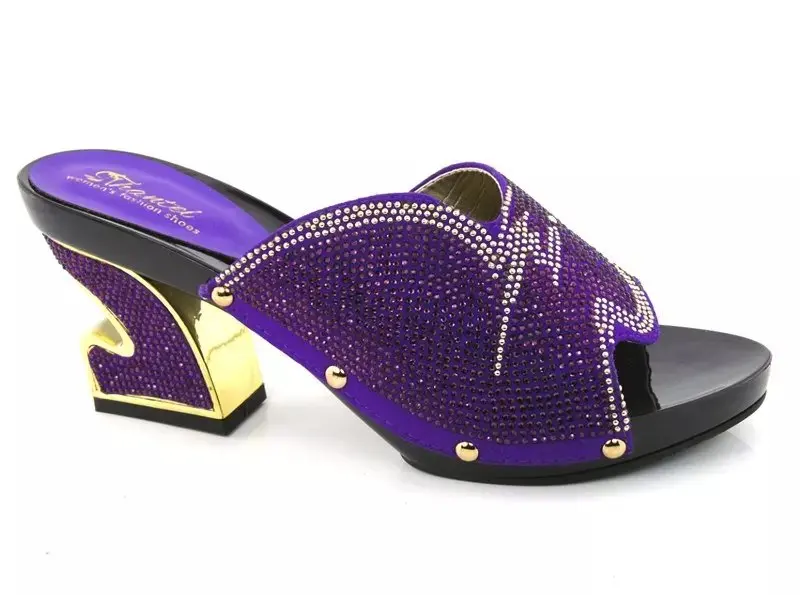 

2017 Italian Fashion Full Rhinestone Slipper Shoes Fashion Summer Style High Heels Shoes For Evening Party Free Shipping