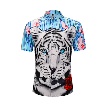 

2020 Fashion 3D Tiger Print shirt Men New New Slim Fit Sleeve Short Shirt Homme Summer Leisure Shirts Men Camisa