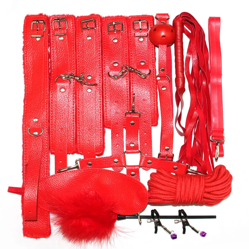 Baratos 10 Uds bdsm bondage juguetes sexuales para parejas accesorios exóticos PU sadomasoquismo sexo bondage Set Sexy esposas látigo cuerda productos sexuales