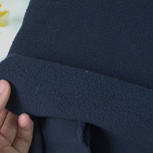 Navy Blue Polyester Polar Fleece Fabric Antipilling Oneside Fleece