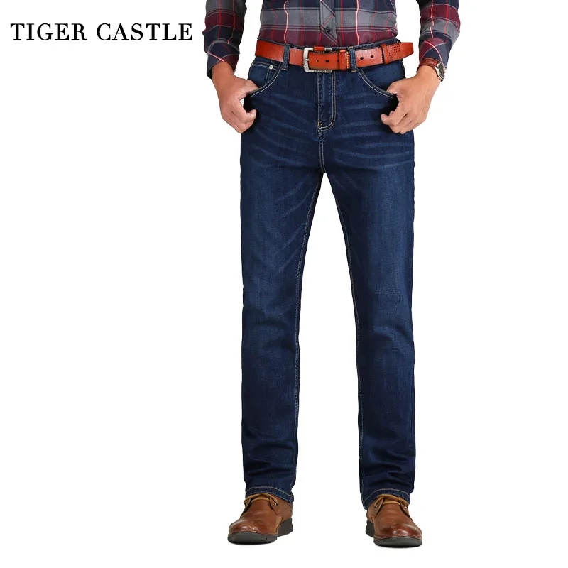 Тигровый замок, повседневные мужские Классические хлопковые джинсы, Стрейчевые мужские деловые джинсовые штаны, облегающие брендовые Комбинезоны для мужчин, размер 38, 40, 42