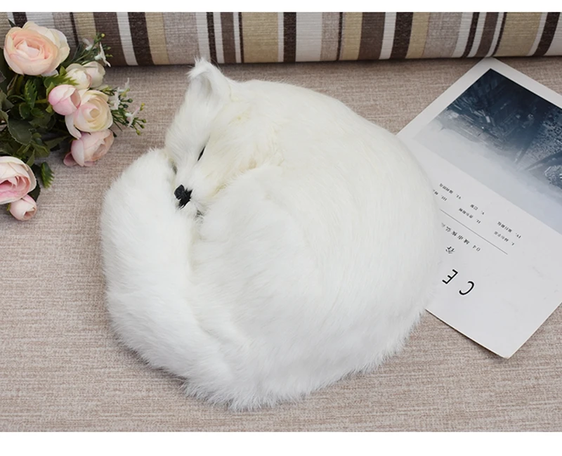 high simulation fox White fox Toy fairy Sleeping fox cute animal for girl girlfriends creative gift desktop car Decoration 27x27x12 DY80042 (7)