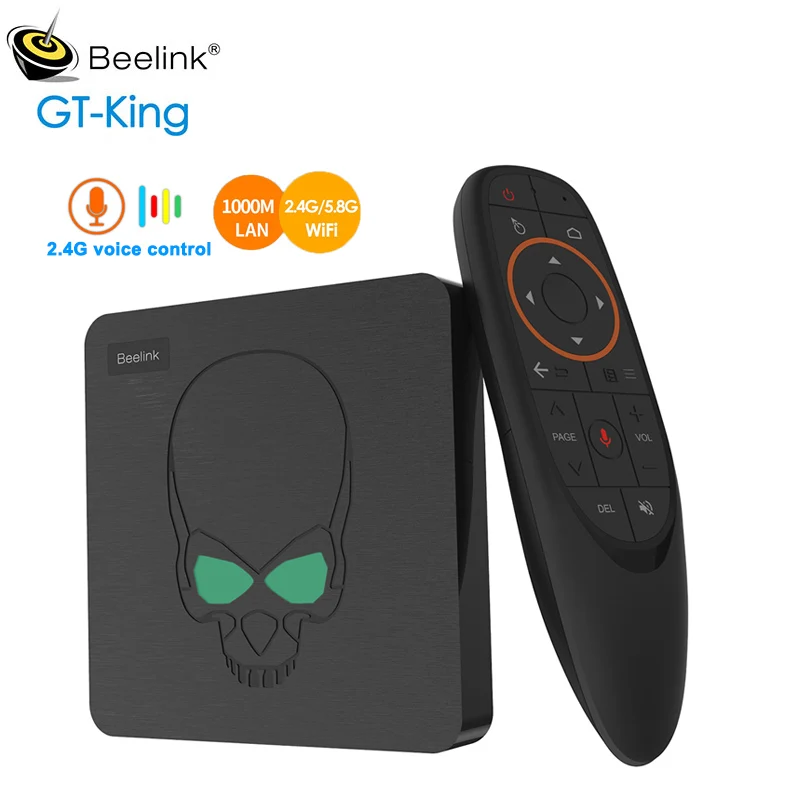 

Beelink GT-King Most Power 2.4G Voice Control TV Box Android 9.0 Amlogic S922X 4GB LPDDR4 + 64GB ROM 2.4G + 5.8G WiFi 1000Mbps