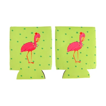 

1 Pair Flamingo Stubby Beer Bottle Tin Can Cooler Sleeve Wedding Party Favor
