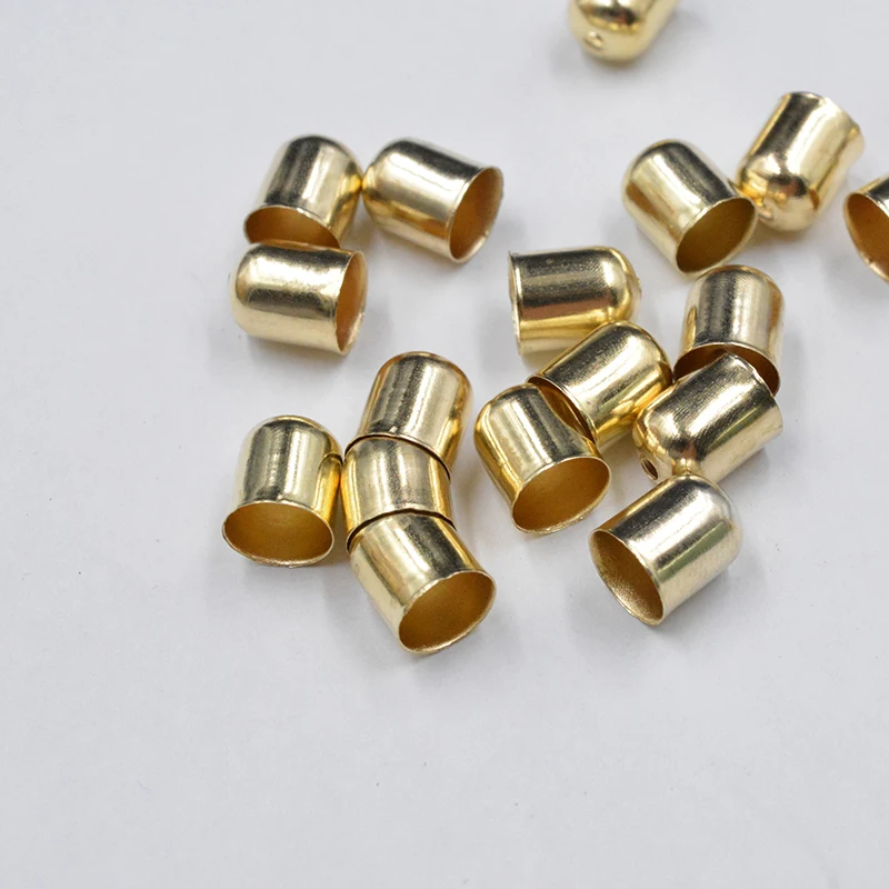 FLTMRH 30pcs 4mm*5mm Gold Silver BNeck lace Leather Cord End Caps