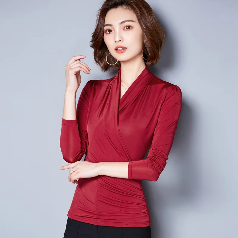 BIBOYAMALL Women Blouses Autumn Blouse Velour Slim Blusa Feminina Tops Fashion Chemise Femme Shirts Plus Size XXXL Black/Red BIBOYAMALL Women Blouses Autumn Blouse Velour Slim Blusa Feminina Tops Fashion Chemise Femme Shirts Plus Size XXXL Black/Red