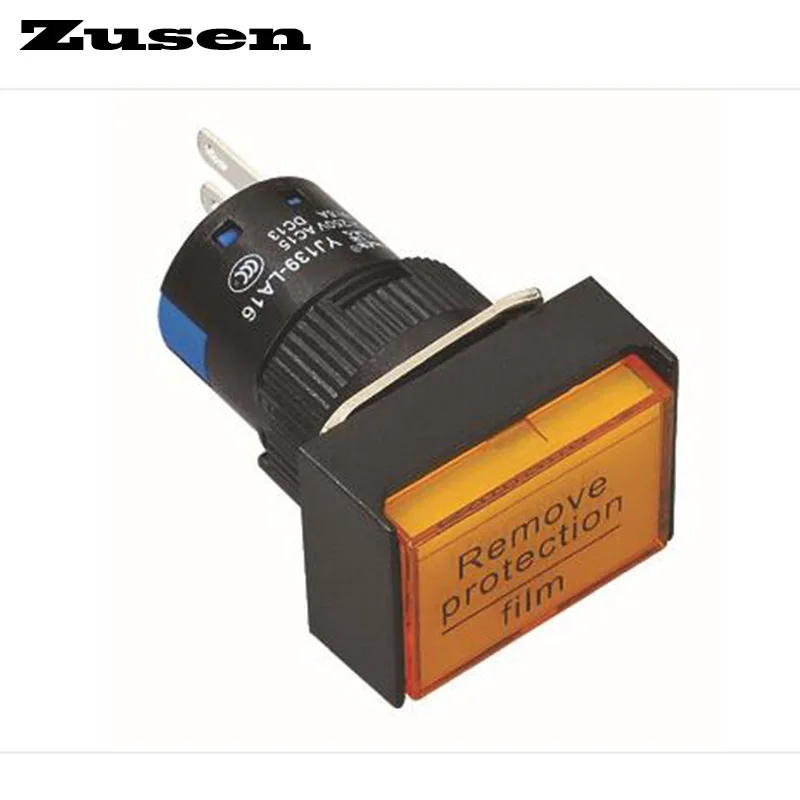 

Zusen 16mm 50pcs 1no1nc latching rectangle plastic push button switch illuminated (LA16-11ZDN/Y/12V/J)