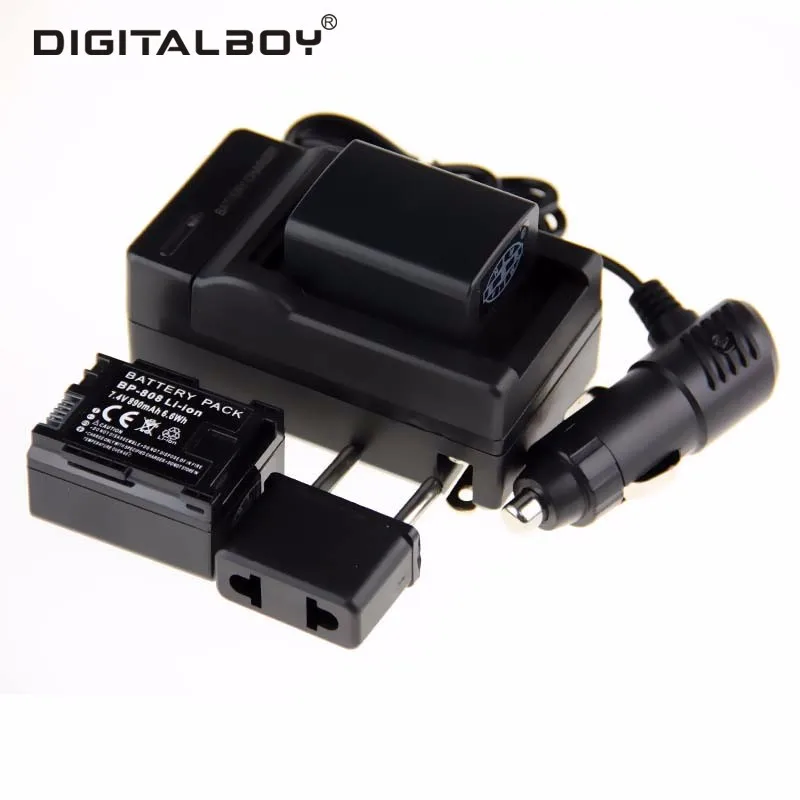 DigitalBoy 2Pcs Camera Battery BP 808 BP 808 BP808+Charger+Car Charger