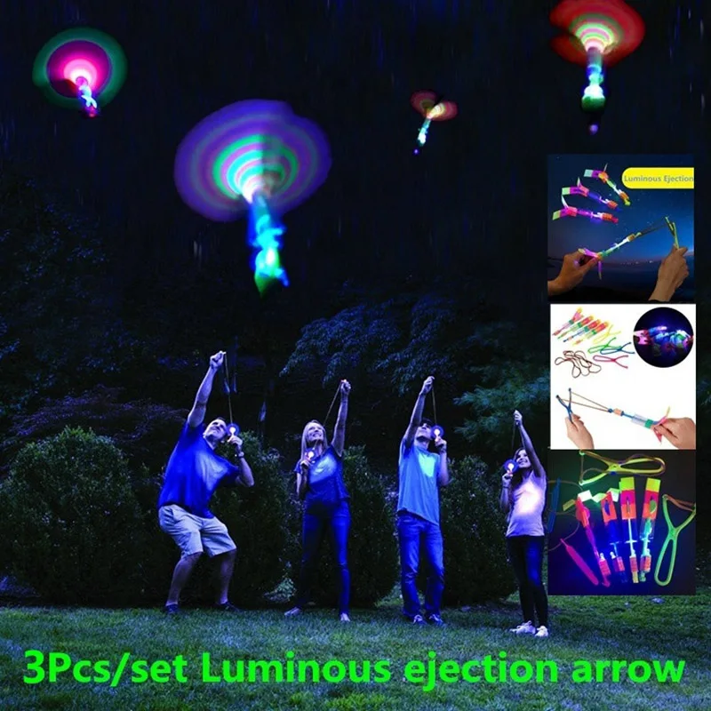 

3PCS/SET LED Light Arrow Rocket Rotating Party Fun Kids Outdoor Flashing Toy Helicopter Toy for Children NSV775