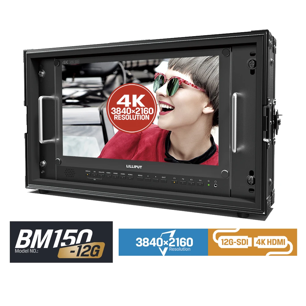 Lilliput 4 K 12G-SDI входной вещательный монитор BM150-12G 15,6 дюйма 4 k HDMI для 6U Rackmount multivision дисплей камеры