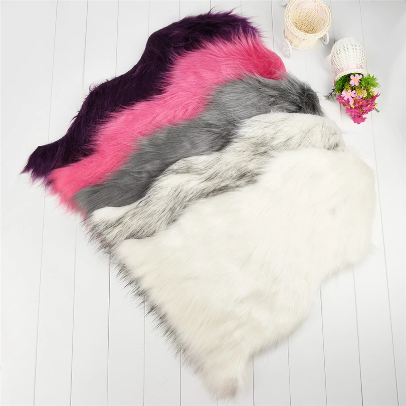 

Soft Advanced fibers Rug Chair Cover Bedroom Mat Artificial Wool Warm Hairy Carpet Seat Wool Warm Textil Fur Area Rugs JJ20