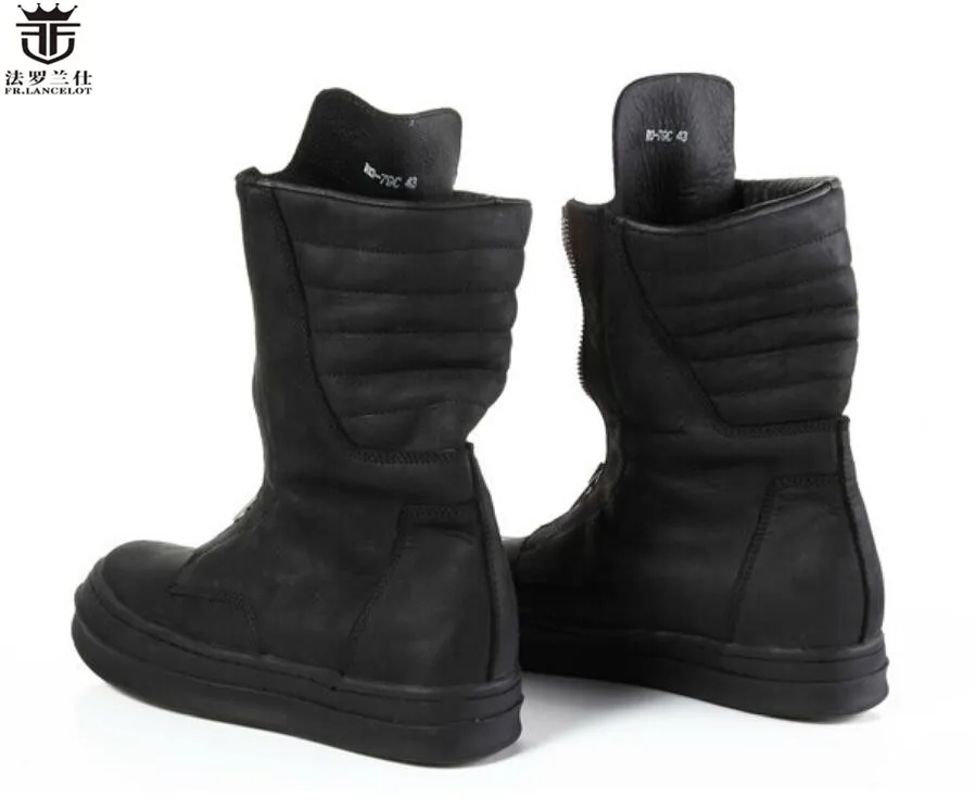 2019 FR.LANCELOT Cool Men Ankle Boots Genuine Leather Short Chelsea Boots Round Toe Front Zipper Winter Luxury Shoes Men 2019 FR.LANCELOT Cool Men Ankle Boots Genuine Leather Short Chelsea Boots Round Toe Front Zipper Winter Luxury Shoes Men