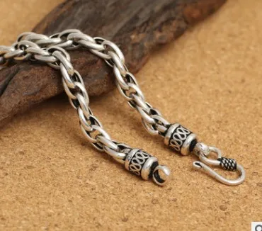 Ожерелье из чистого серебра 925 пробы Мужская цепочка ожерелье для мужчин длинное