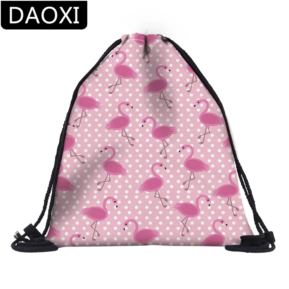 DAOXI 3D печатных милый розовый Фламинго Mochila Feminina Повседневное рюкзак на шнурке для путешествий DX60063