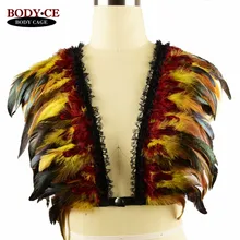 Перо эполет накидка на плечи Топы портупея бюстгальтер сексуальный стимпанк модное платье женское белье сжигание фестиваль Одежда с «крыльями ангела»