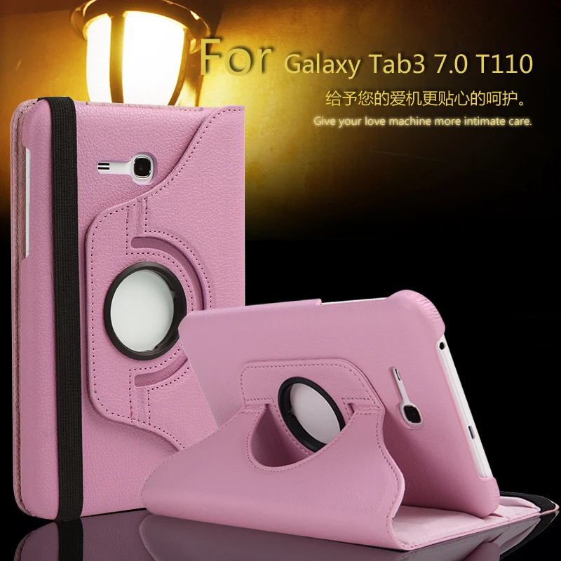 

360 Rotating PU Leather Stand Case Cover for Samsung Galaxy Tab3 7.0 Lite T110 T111 Tablet Case for Samsung T113 T116